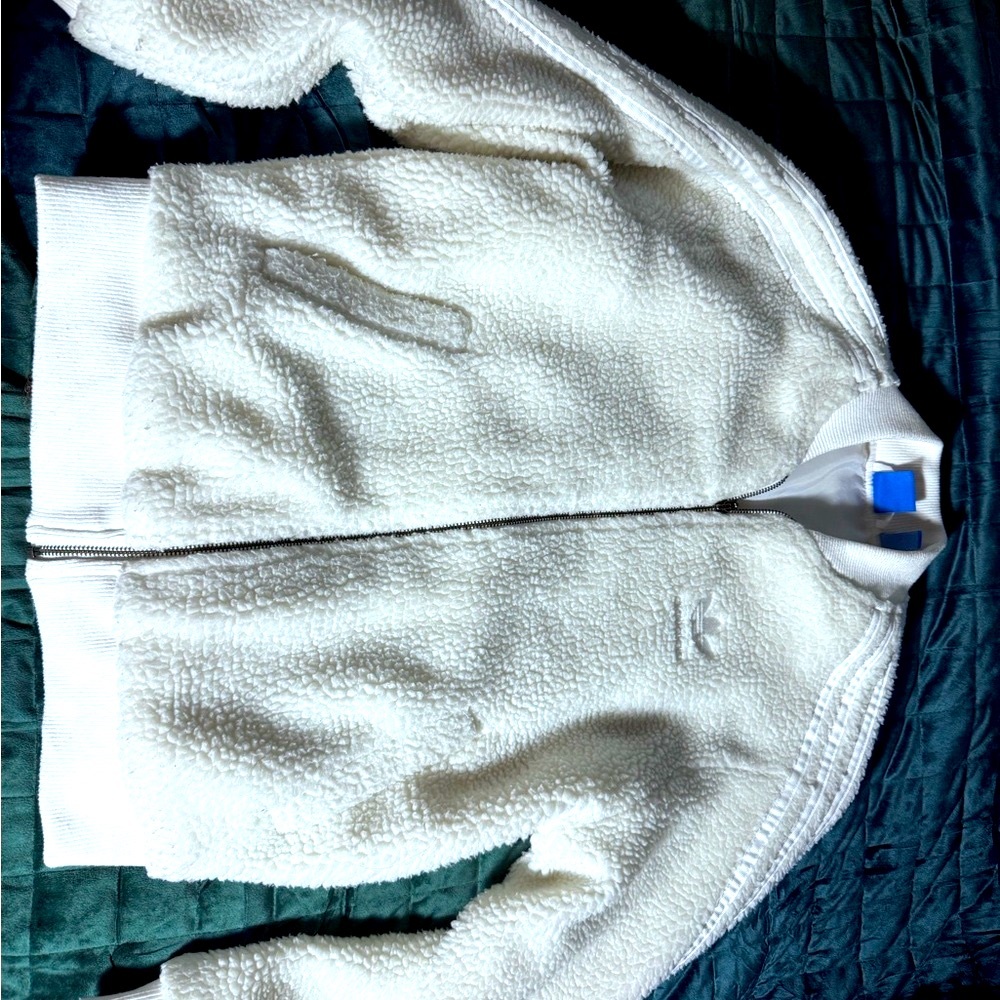 Adidas White Sherpa Jacket